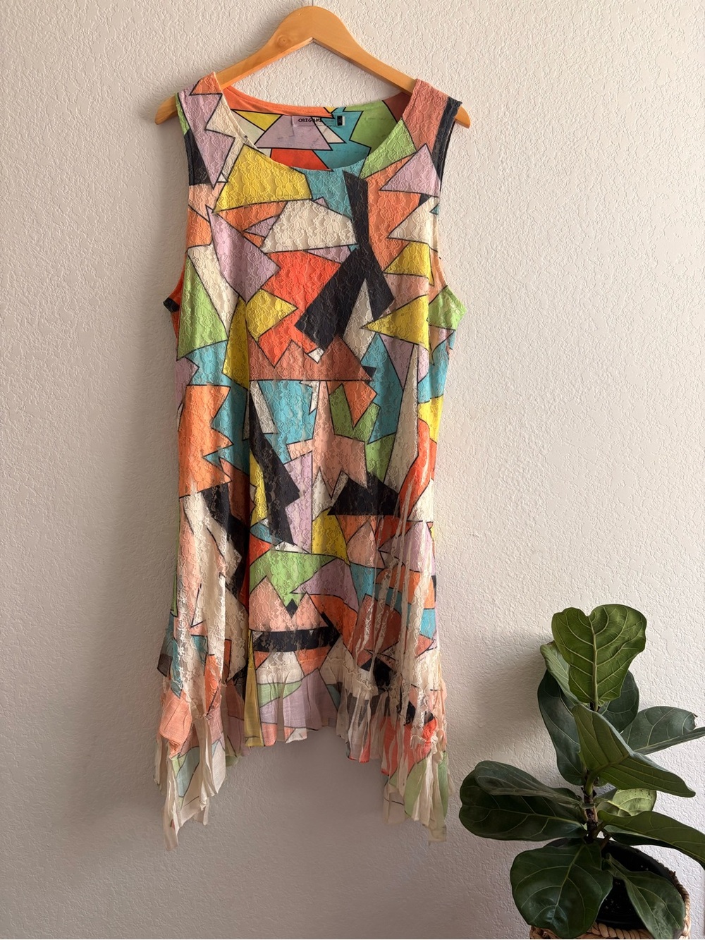 Origami : Vivien Women Geometric Dress knee Size XL Whimsical Abstract Pocket